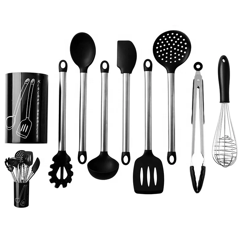 

8 Piece cooking Silicone and Stainless Steel Kitchen Kit Cooking Utensils Set, Silver