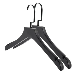 Image of Garment antique wooden hangers multifunctional black wooden kids clothes hanger