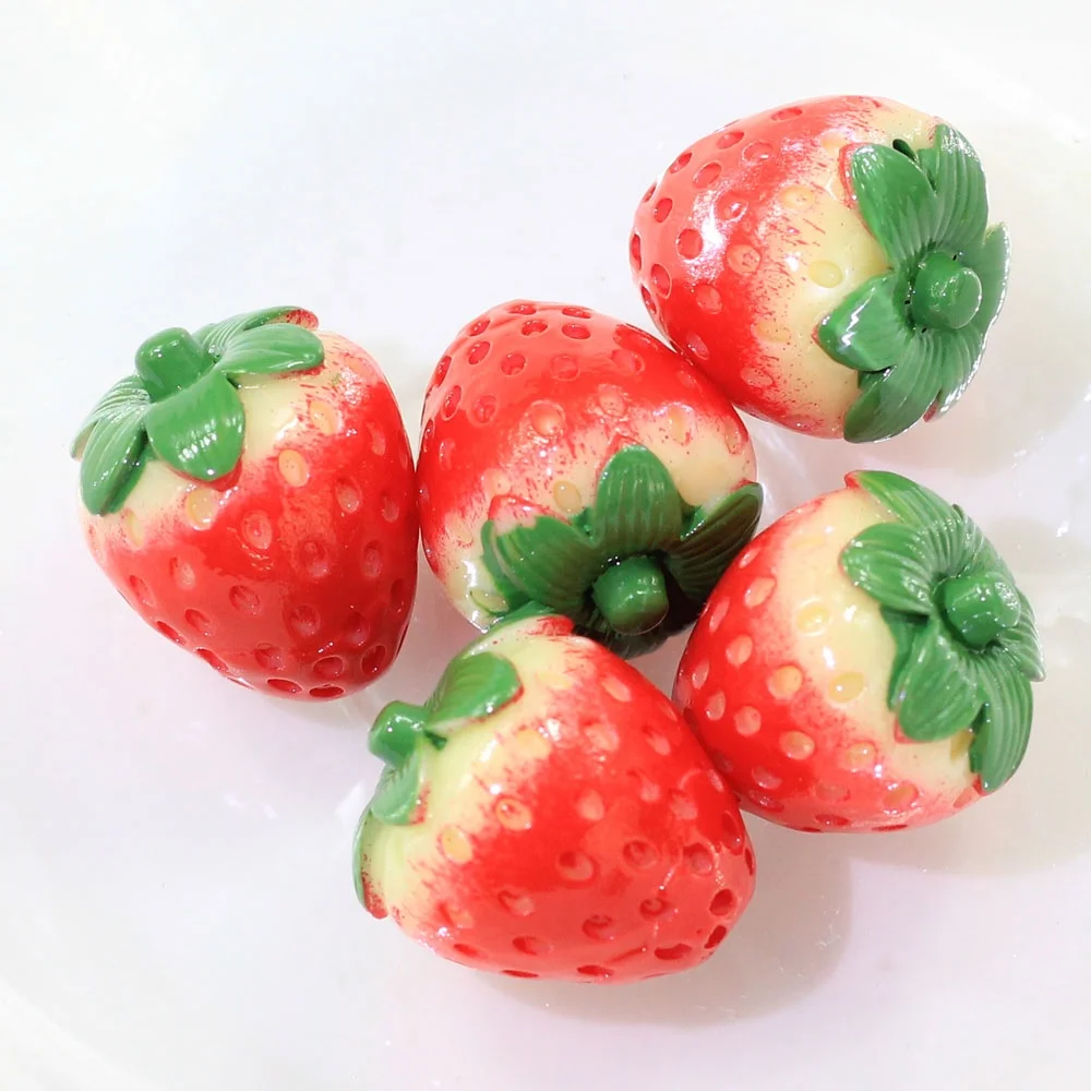 Kawaii Miniature Food Strawberry Resin Cabochon Craft for DIY Mobile Phone case Jewelry Hair Clip Decoration Scrapbooking