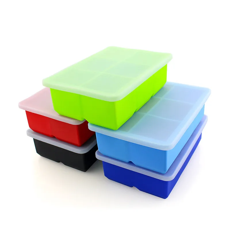 

6-Grid Amazon Silicone Ice Cube Trays Silicone Mold With Lid For Bars Kitchens Beverage Liquid