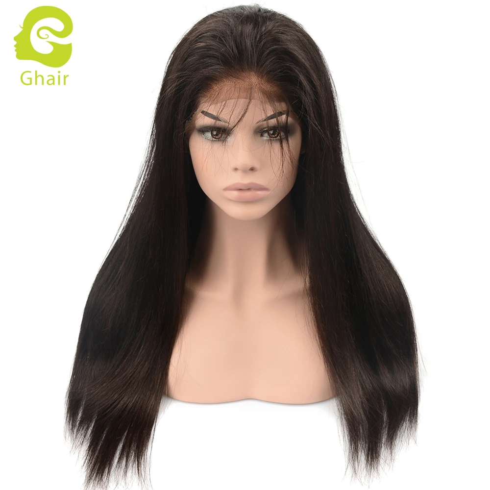

Natural hairline human straight hair pre plucked lace wig