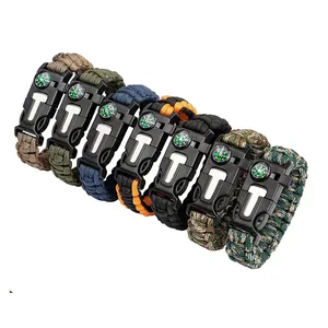Free Shipping Manufacturer Multifunctional Outdoor Survival Paracord Bracelet Survival with Compass & Firestarter whistle