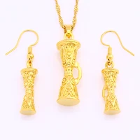 

JH New Arrival Gold Plated 18k Drum Earring And Pendant Fashion Jewelry Set