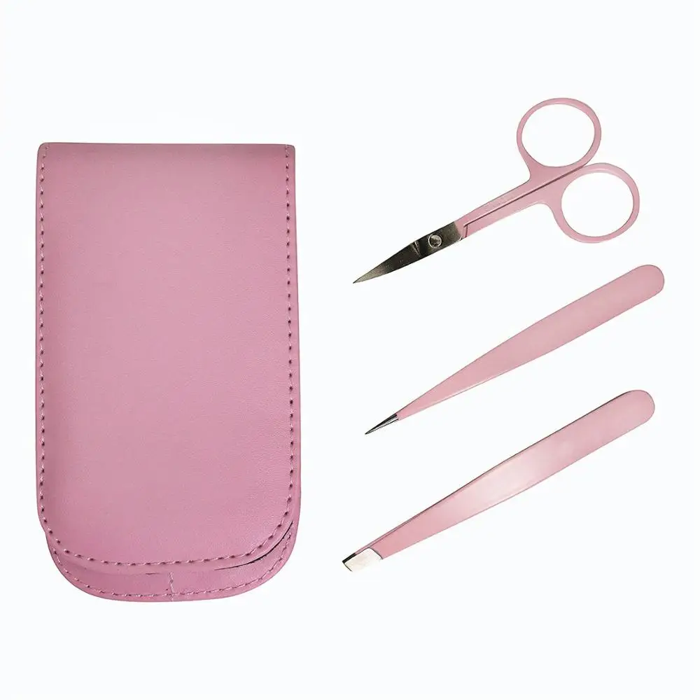 

Girl Eyebrow Tweezers Scissor Set Comes With Pink Travel Case, Mixed