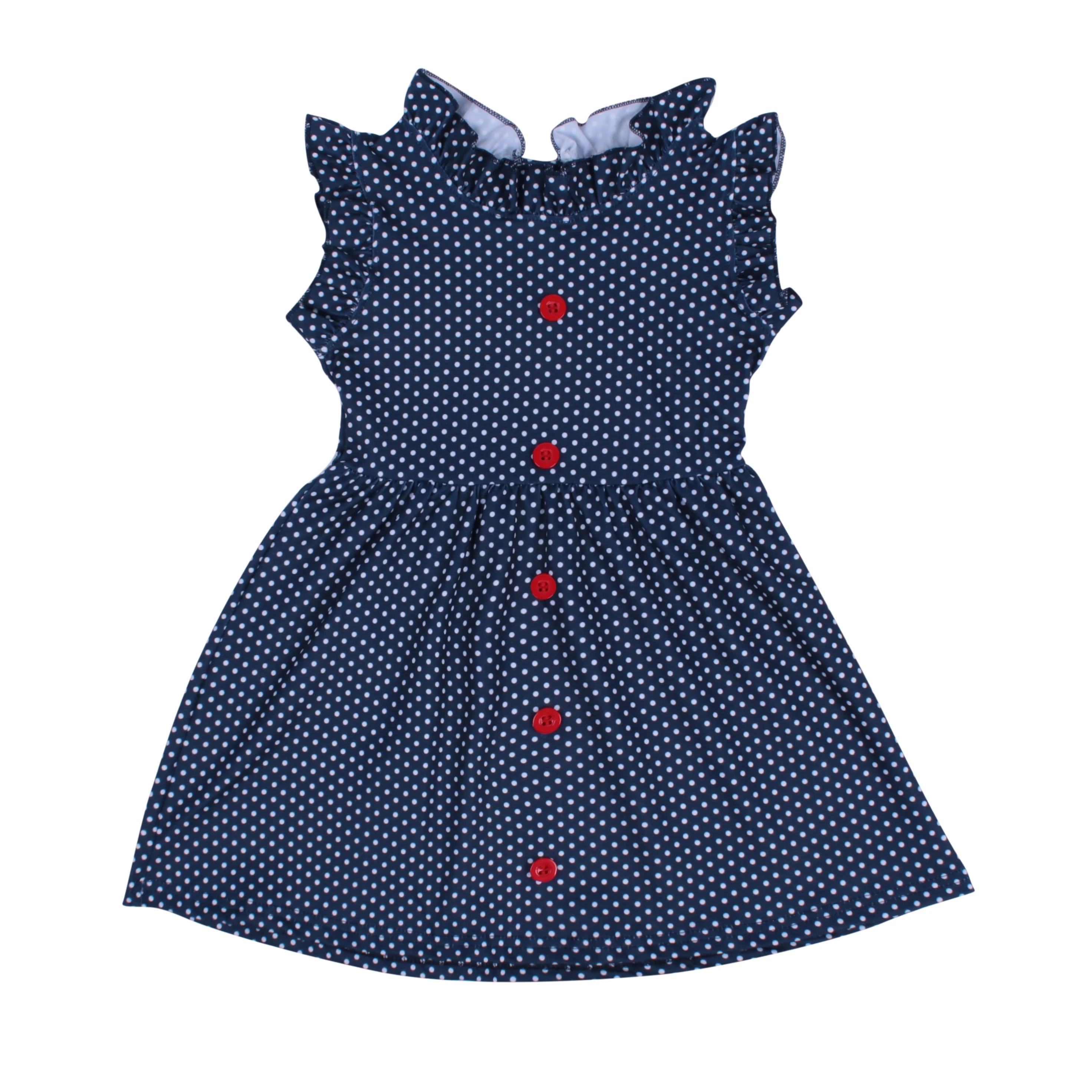 

Wholesale Small Flying Sleeve Dress High Quality Ruffle Navy Dresses Children, Picture