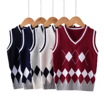 school uniform neck middle sleeveless larger sweater