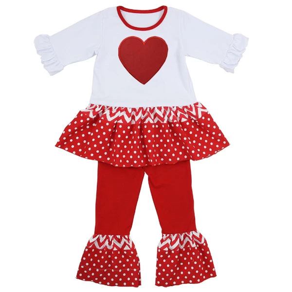 

Girls Cute Clothes Heart Applique Boutique Sets Toddler Newborn Valentine Day Boutique Outfit