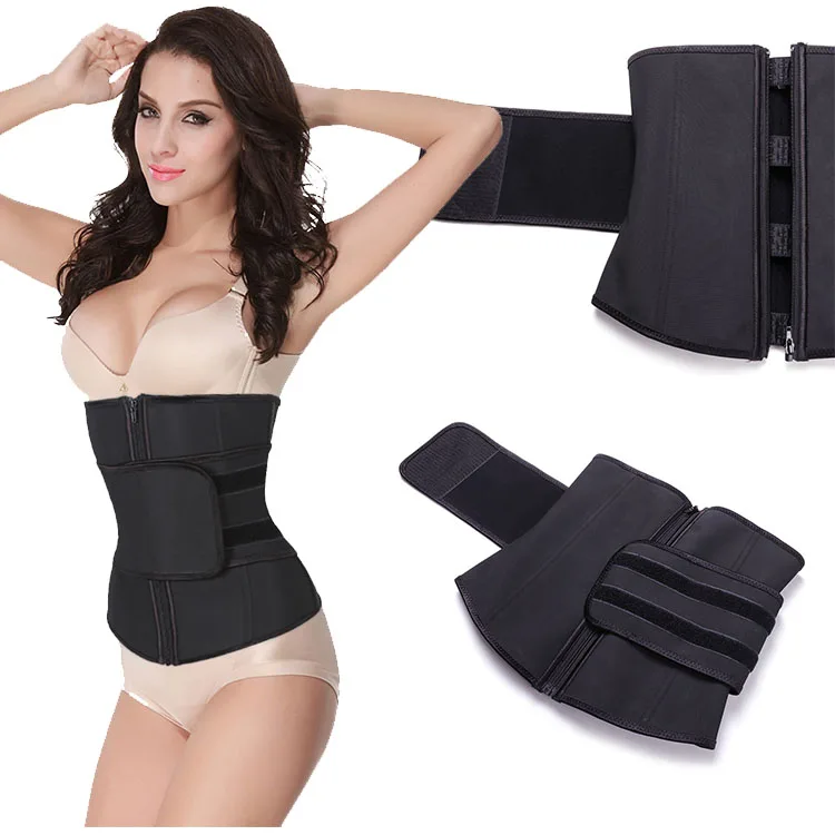 

OEM Black zipper latex corsets private label neoprene waist trimmer, As shown custom waist trimmer belt