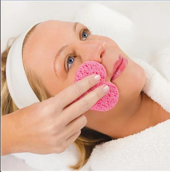 Compressed Makeup Face Cleansing Wood Sponges Pink