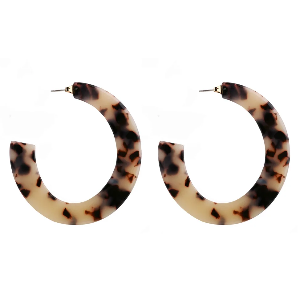 

2019 Fashion women jewelry custom leopard print acrylic hoop earrings korean small resin hoop earrings