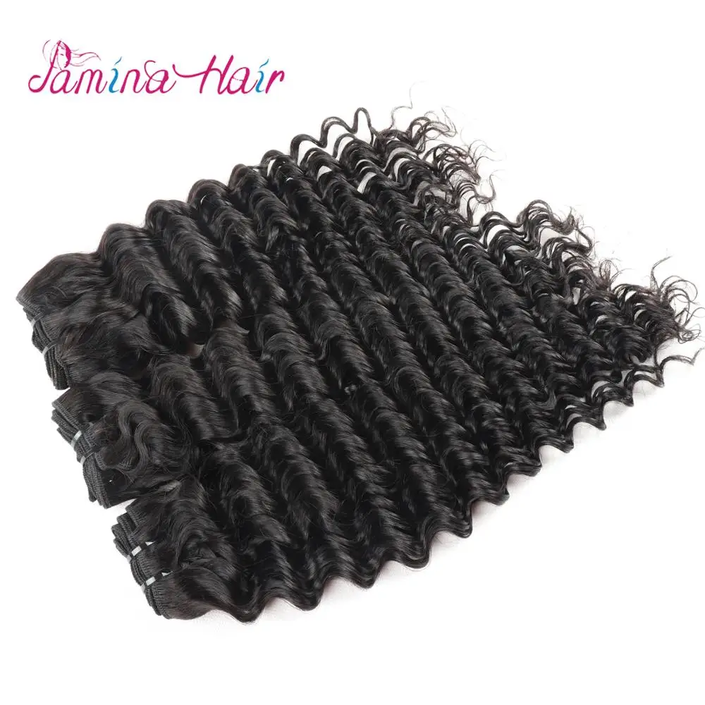 

Grade 10a Long Virgin Unprocessed Malaysian Deep Wave Curly Hair Weave Bundles Human Hair Extensions