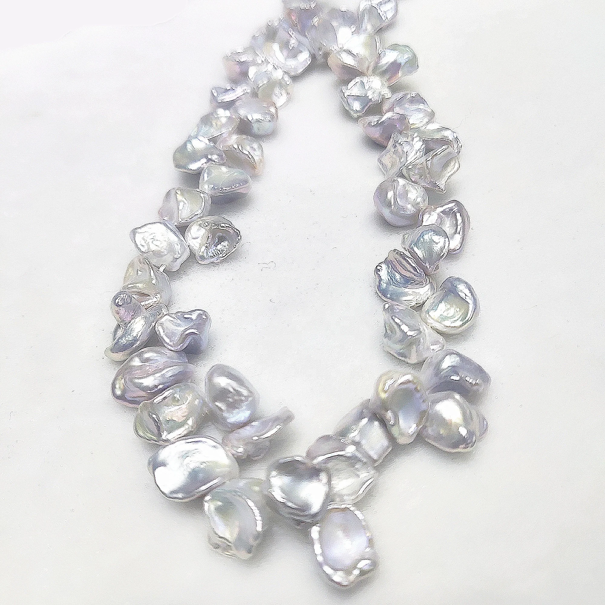 

8-13mm Special Silvery Baroque Freshwater Pearl String For Pearl Necklace
