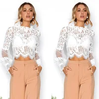 

women new fashion white lace formal casual blouse designs