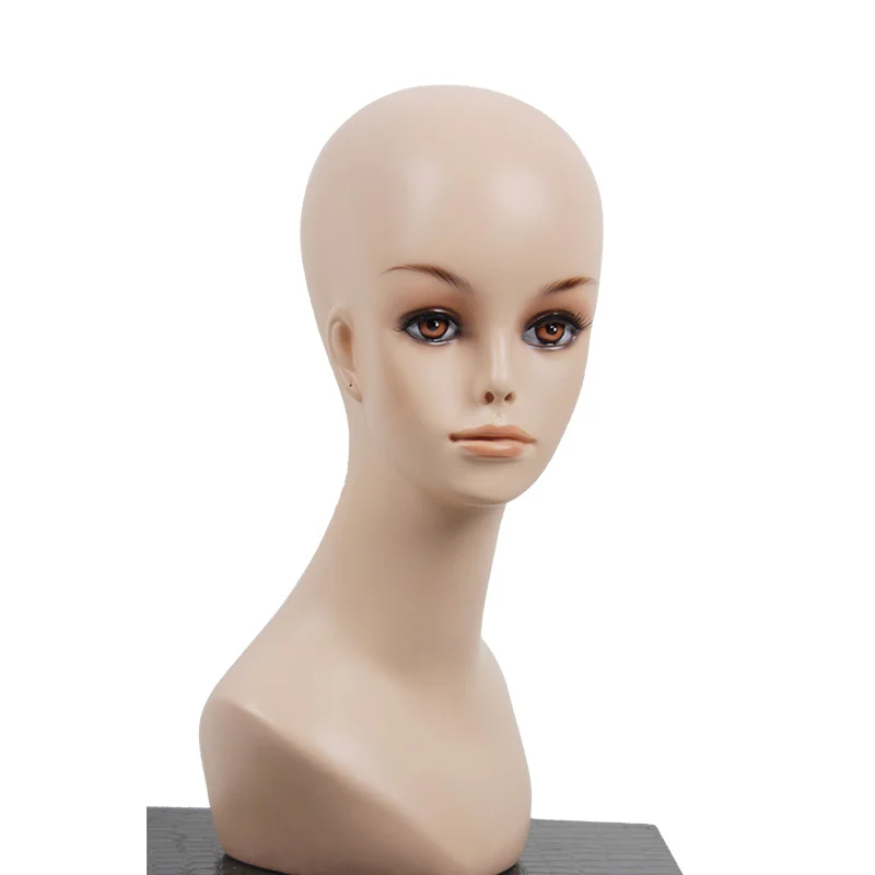 Tête De Mannequin Femme Réaliste En PVC - 44cm De Haut, Avec Maquillage, Pour Perruques Ou Présentation