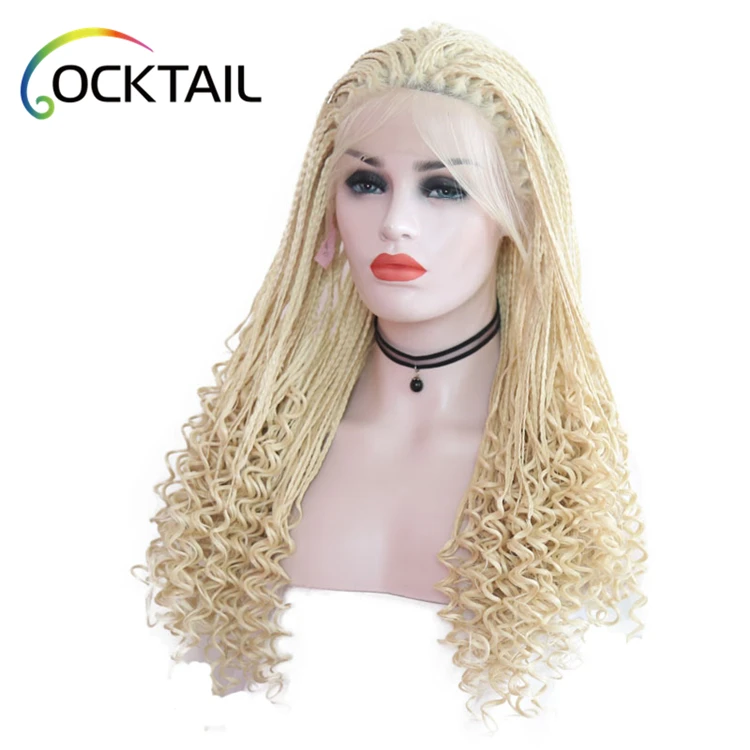 14 inches-30 inches wholesale blonde jumbo kinky twist braid wig, fiber hair wigs synthetic lace front african braided wig
