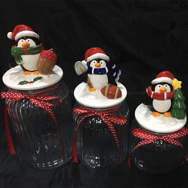 Round Glass Clear Cookie Candy Jar With Decorative Ceramic Lid Buy Decorative Glass Jars And