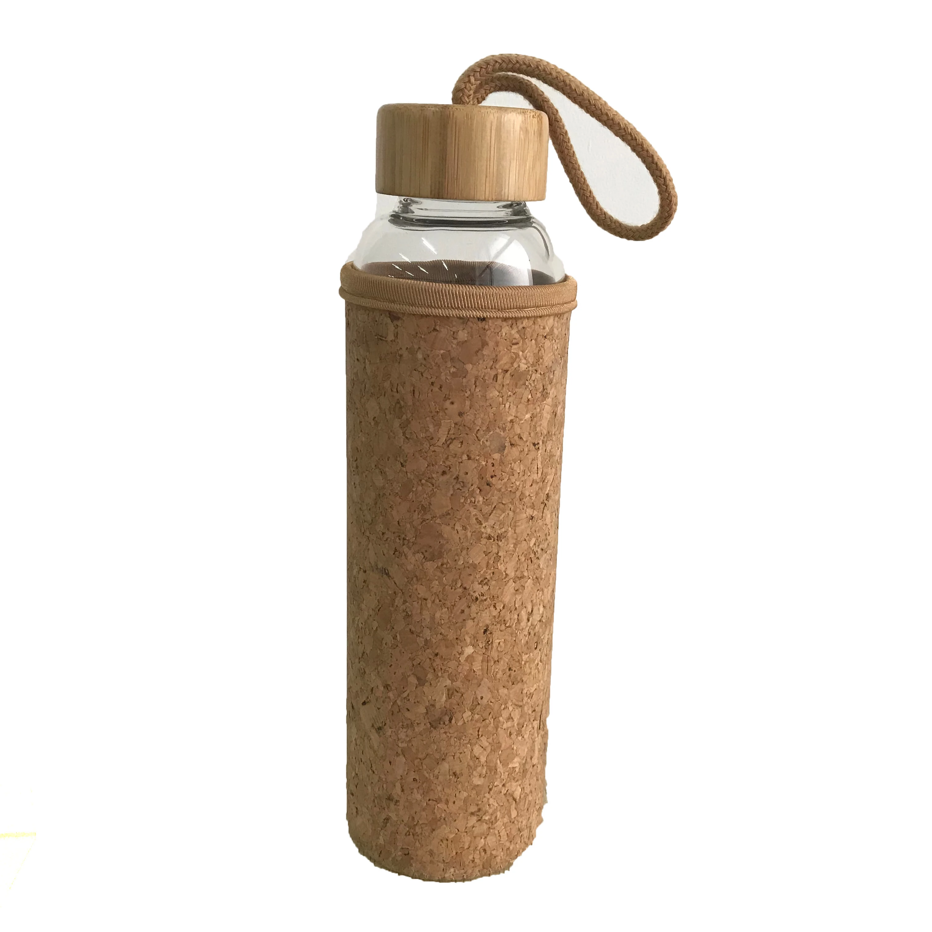 

New Design Cork Sleeve water Bottle Leak Proof Reusable Sports Drinking Borosilicate Glass Bottle