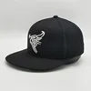 2019 Custom 3D Black Animal Pattern Embroidery Snapback Caps,Flat Brim Baseball Hat,Plain Fitted Sports Cap