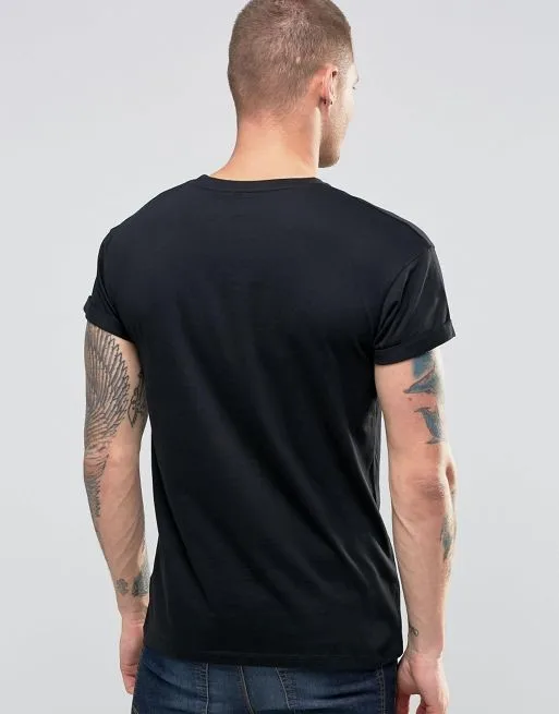 Wholesale Black T-shirt Mens Basic Blank T-shirt 100% Cotton Rolled ...