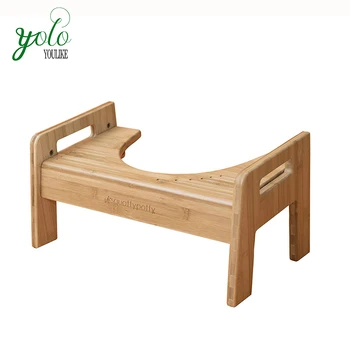 Adjule Kid Height Bamboo Bathroom Standing Toilet Foot Stool Height Bamboo Bathroom Standing Toilet