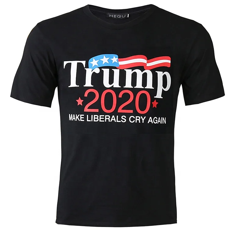 

Trump 2020 printing make liberals cry again 100%cotton round neck election t shirt, Black