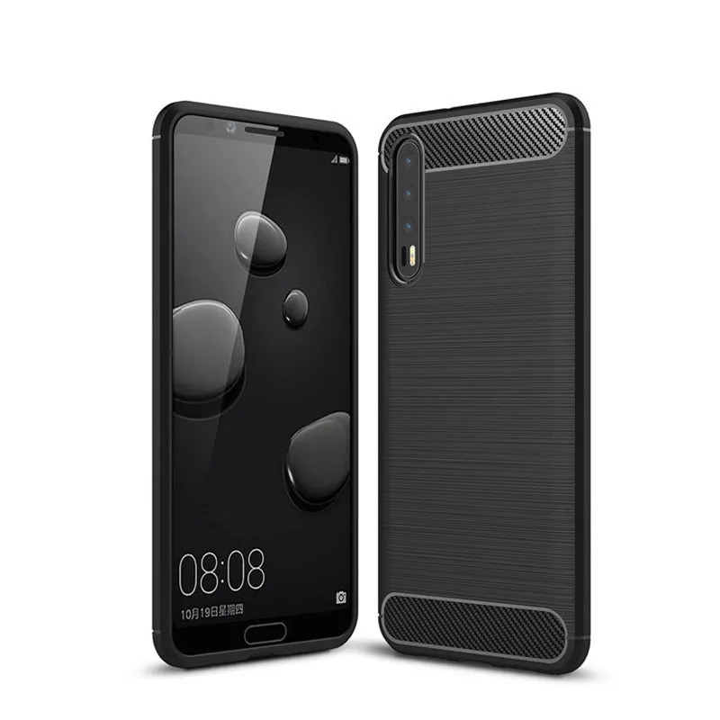 

Brush tpu phone case for huawei p20 , wiredrawing carbon fiber phone cover for huawei P20 pro cases, Black;gray;red;navy