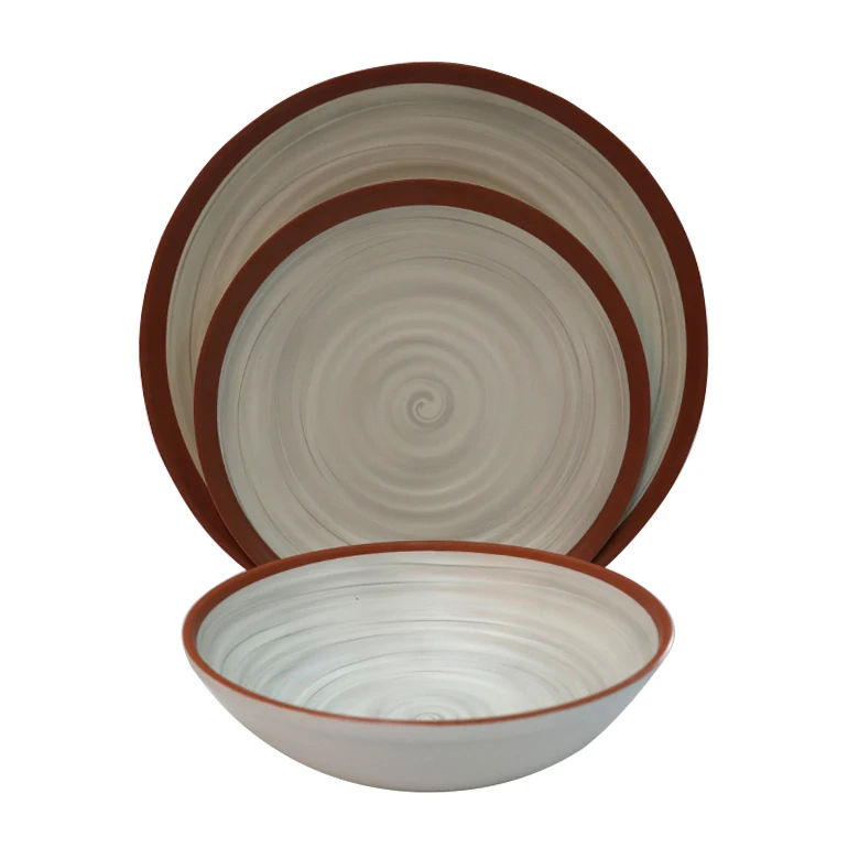 China factory cheap price OEM eco friendly plastic kitchenware melamine creamy white korean unbreakable dinnerware sets luxury