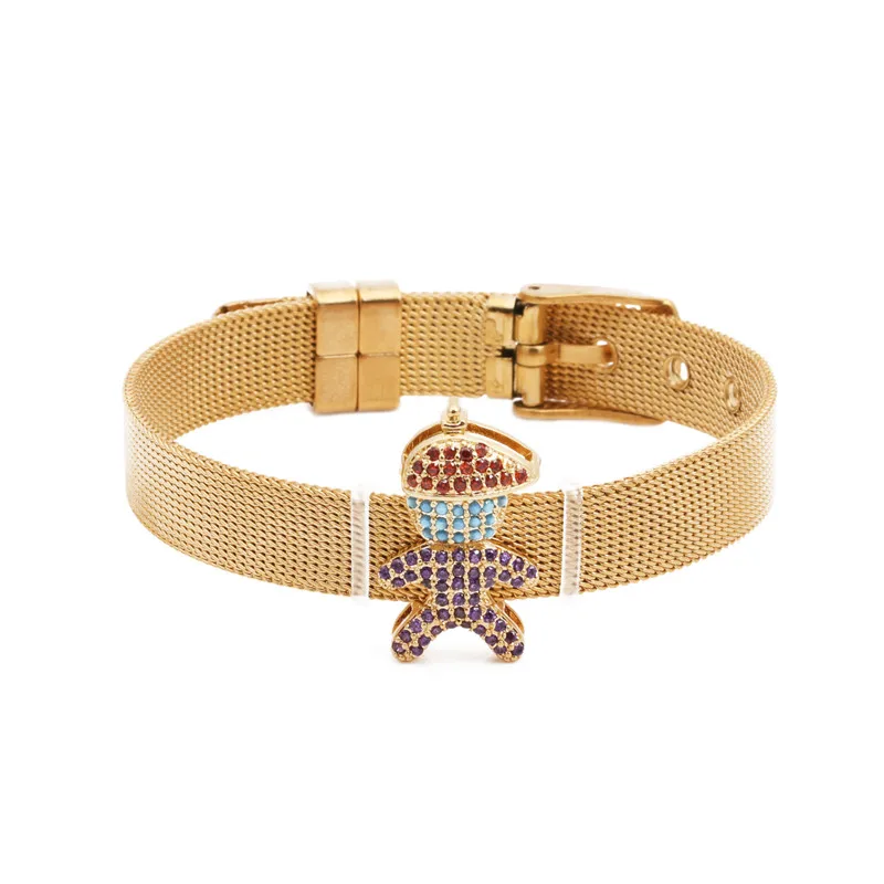 

High Quality Trendy Children Christmas Bracelet Jewelry Unique Cute man Charm Stainless Steel Men Bracelet Charms Mesh Bracelet, Picture