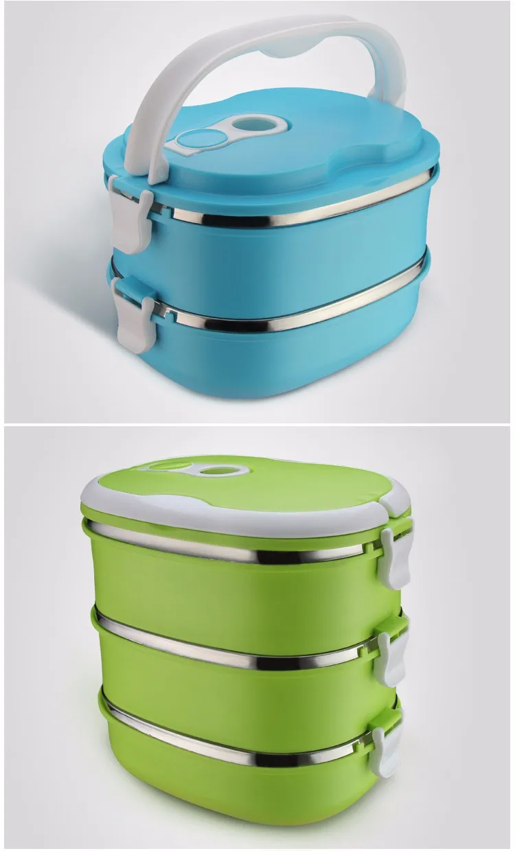 Three Floors Stainless Steel Tiffin Carrier Thermal Lunch Box For Kids ...