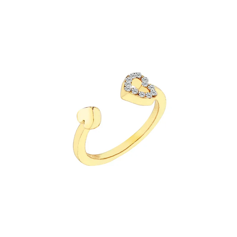 

New Fashion Heart Ring Adjustable Open Ring with Pave Cubic Zirconia, Picture