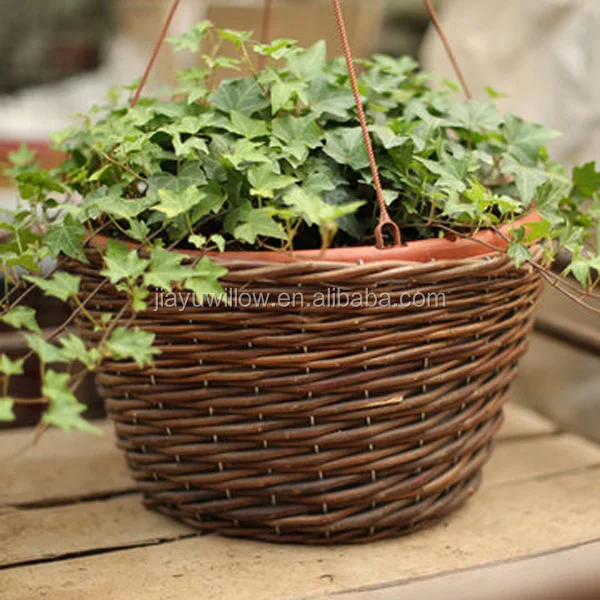 Planta de plástico forrada cesta cestas de mimbre para plantas indoor