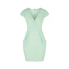 Wholesale Vintage Design Office Lady Formal Dress Blue Vanilla Mint Green Tulip Wrap Dress