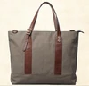 New design high end fashion Recycled classics cotton canvas tote bag with leather drop handles
