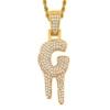 hot sale micro pave drip initials C iced out silver bubble initials