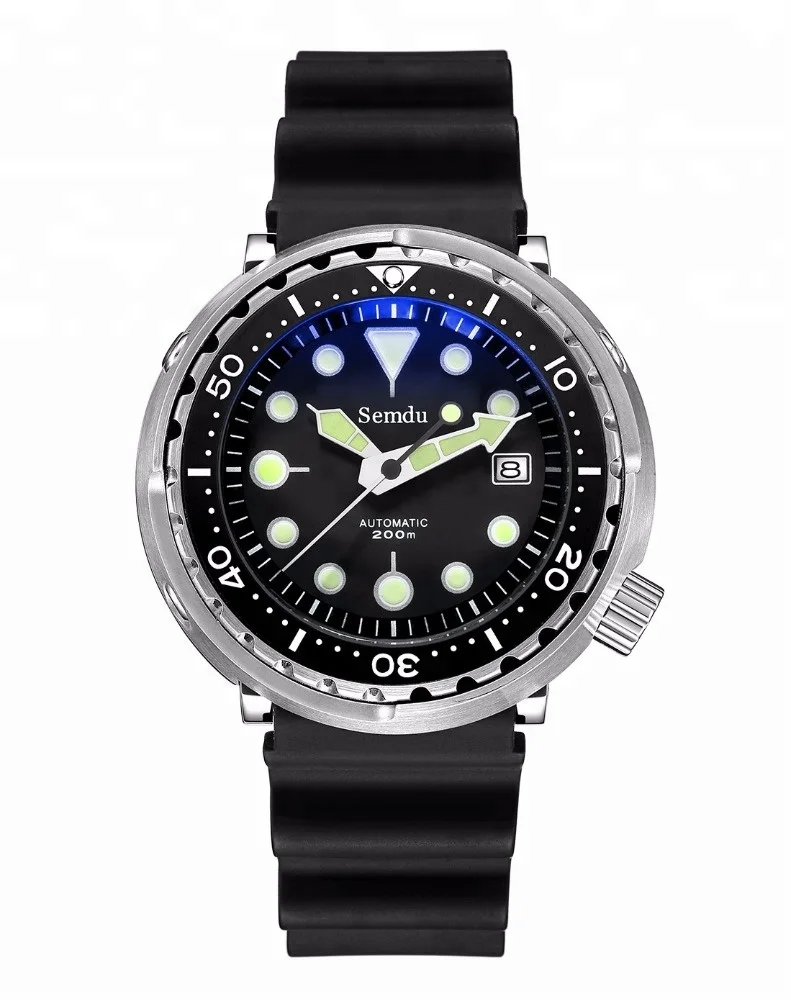 

Make your own brand Ready to ship 316L stainless steel 200 meter water proof Tuna dive watch, Silver