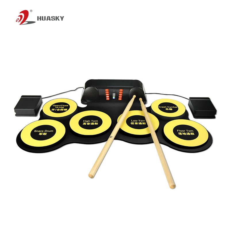 Huasky Portable Roll Up Soft Silicone Flexible Hand Electric Drum Kit