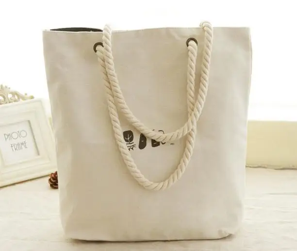 

Wholesale custom canvas beach bag with coarse hemp rope, Any color from our color card