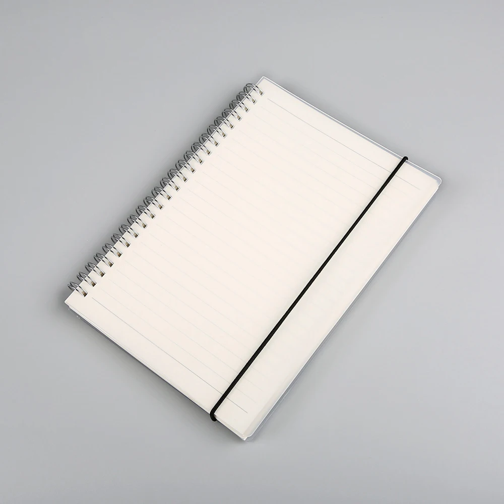 Cheap Price Personalized PVC Transparent Hard Plastic Cover A5 Spiral Bound Notebook With Perforation