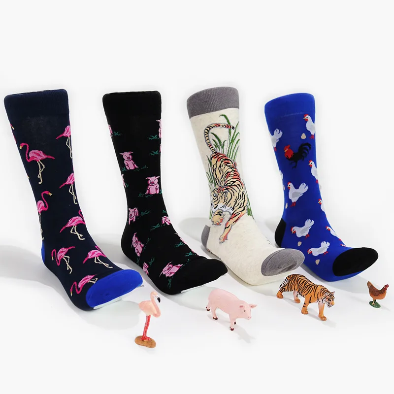 

Custom Made Jacquard Cotton Warm Fancy Funny Animal Novelty Mens Casual Crew Socks Wholesale Funky Crazy Fun happy socks For Man, Custom color