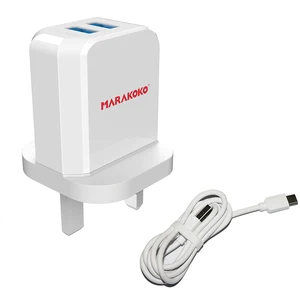 Marakoko MA42 12W Dual Port USB Wall Charger Cable
