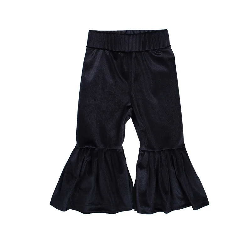 

New hot sale boutique girl ruffled legging velvet high quality bell bottom baby girl pants, Picture