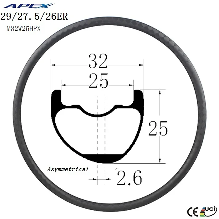 

APEX AM ENDURO 26er 32mm wide 25mm Deep Asymmetrical carbon rims mountain bike rims 26 inch for sale, N/a