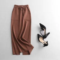 

2018 fashion design autumn winter tight bag hip knit skirt split maxi tube skirts