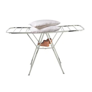 Image of Collapsible Adjustable Butterfly Shape Stainless Steel Clothes Drying Rack Cloth Dryer Hanger Stand Folding Laundry Rack
