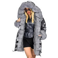 

Plus size womens military hooded warm thick coats faux fur lined parkas winter coat woman fur jacket