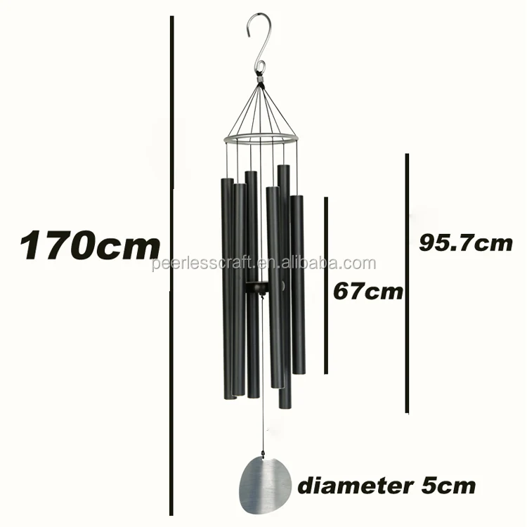 

65" 6 Tubes Black Metal Wind Chime, 6 tubes black wind chime 65"