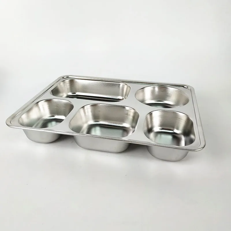 Stainless Steel Fast Food Tray School Divider Plate Cafeteria Tray ...