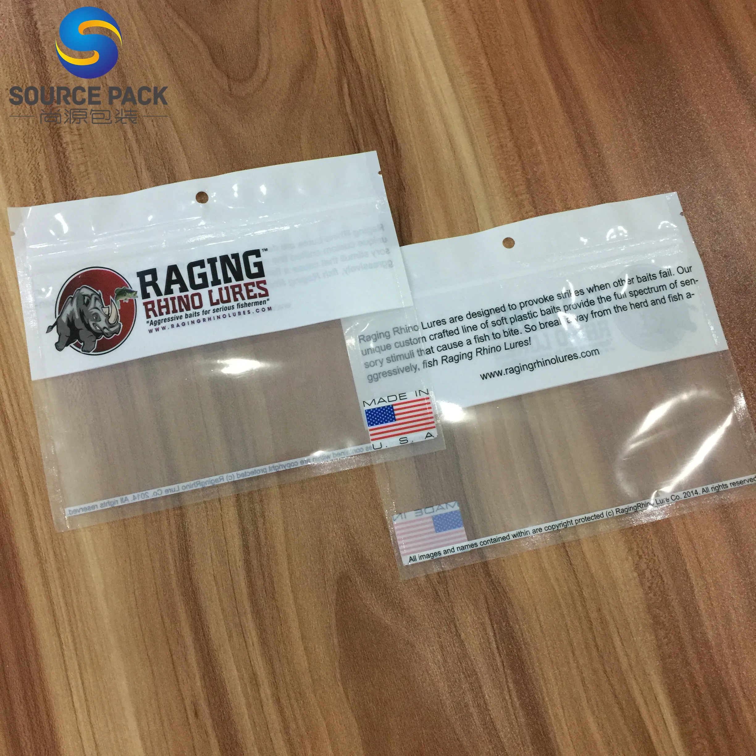 Customized Ziplock Top Soft Plastic Lures Bags For Fishing Bait Bags