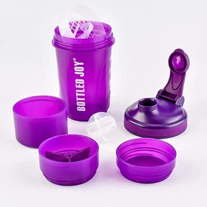 Image of 500ml Bpa Free Plastic Three Layers Protein Shake Mixer Shaker Bottle with Ball