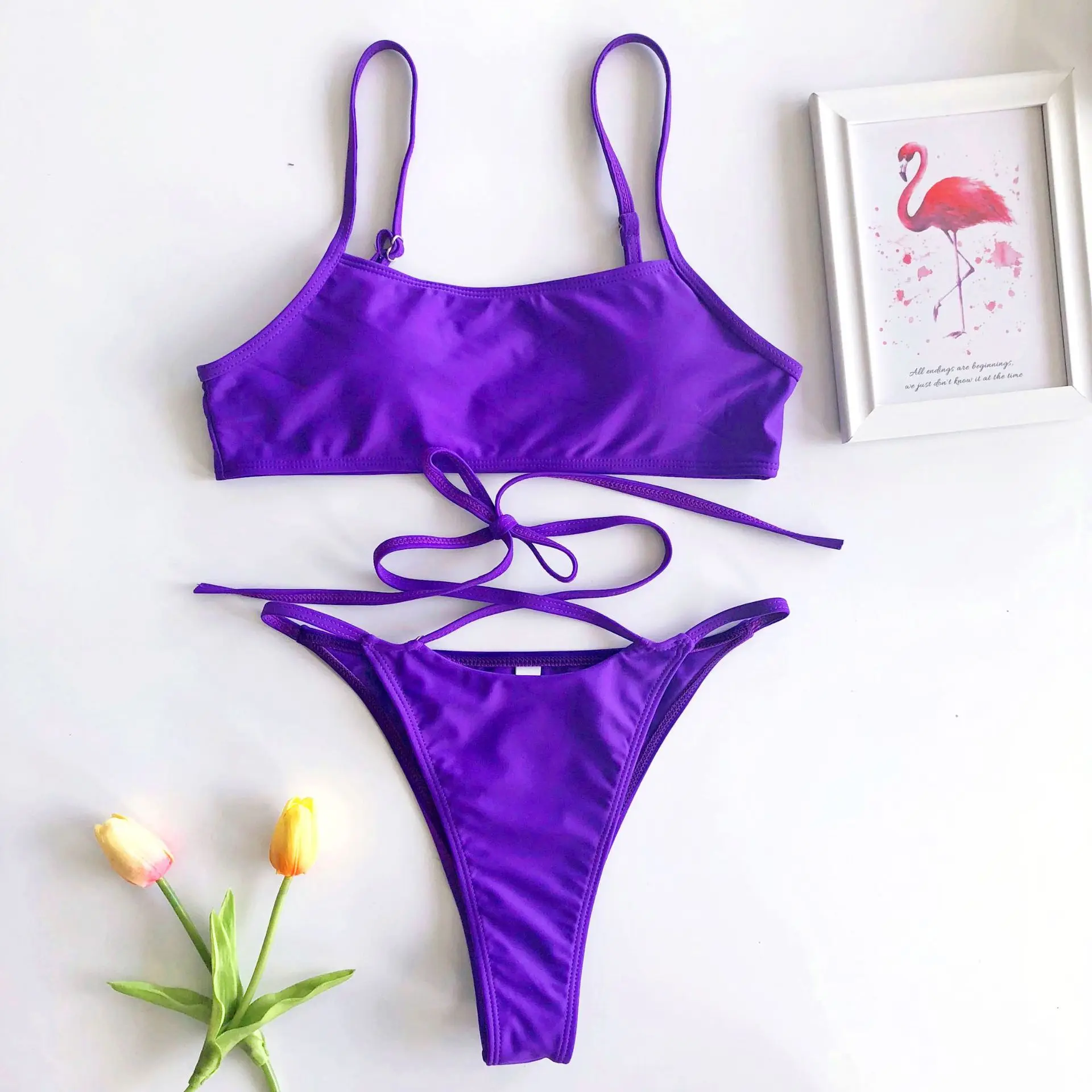 zy4559 高品质定制性感丁字裤高切比基尼泳装女性